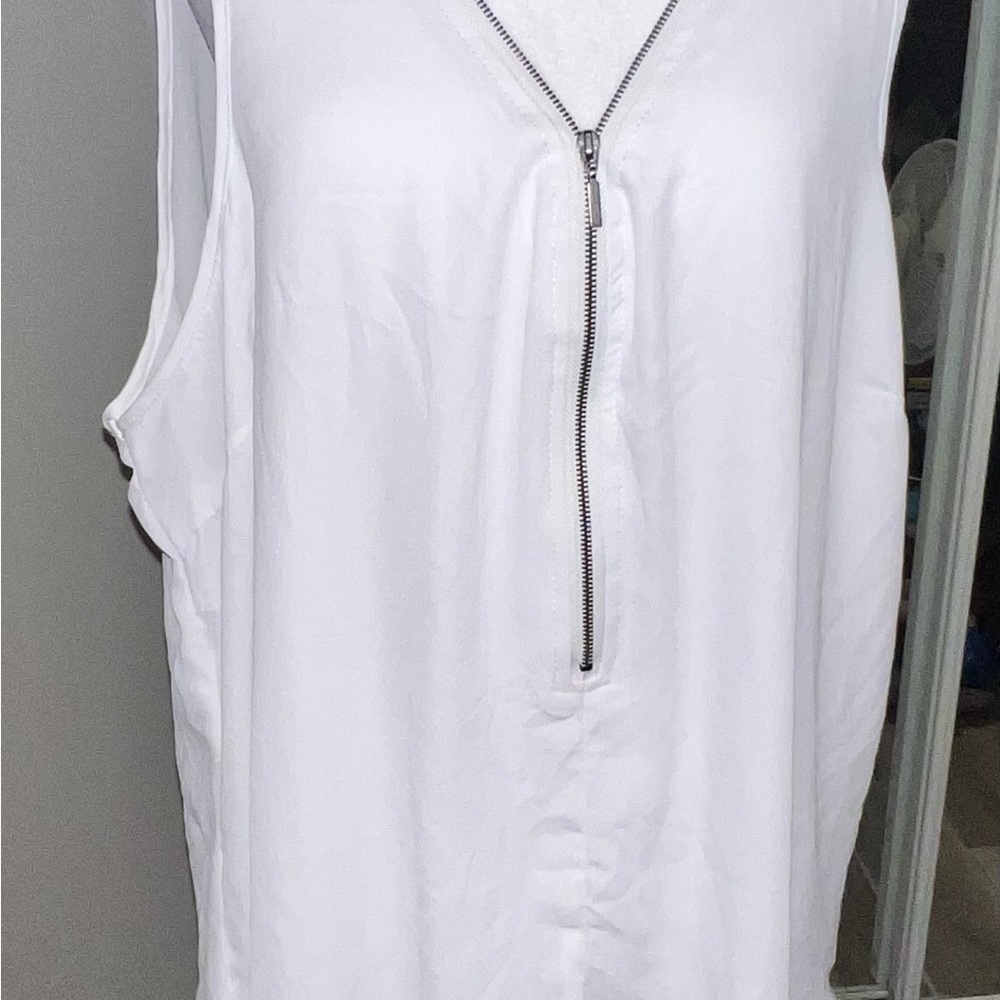 Miss Lili Ivory Zip Front Tank Top